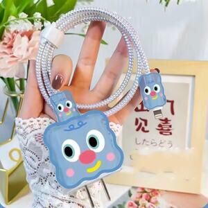 Cute Blue Face iPhone Charger Cover Cable Protectors P88